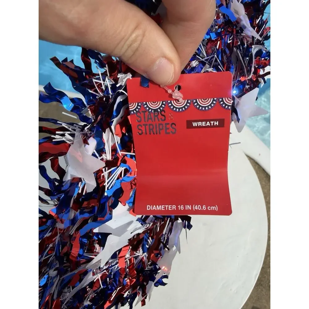 Stars & Stripes Tinsel Wreath 16